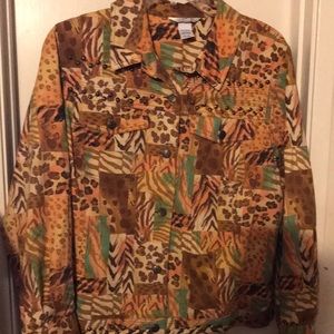 Stonebridge denim animal print jacket, size 1X